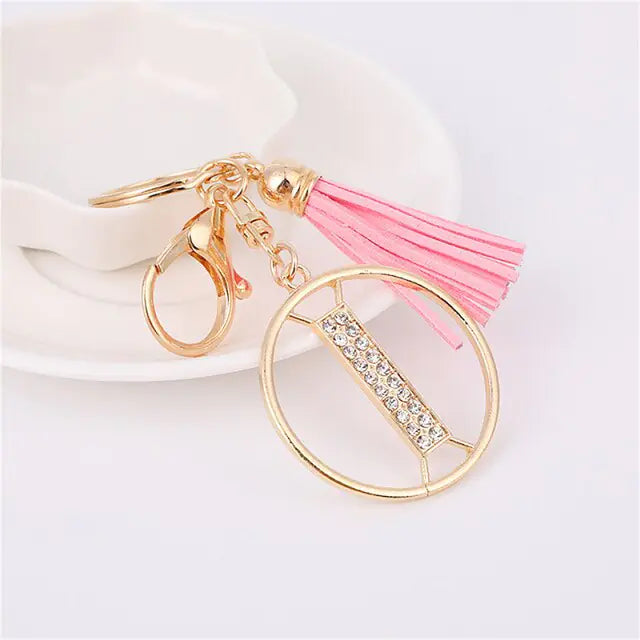 Rhinestones English Letter Alloy Keychain