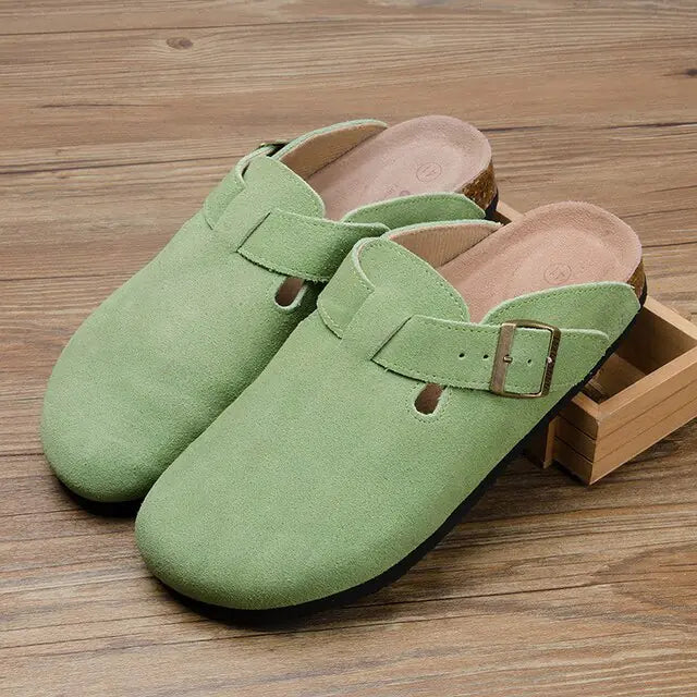 Baotou Women Closed Toe Cork Slippers