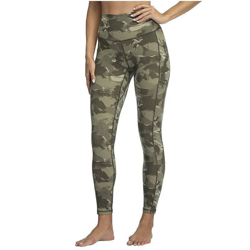 Women's High Waisted Camo Yoga Leggings with Pockets