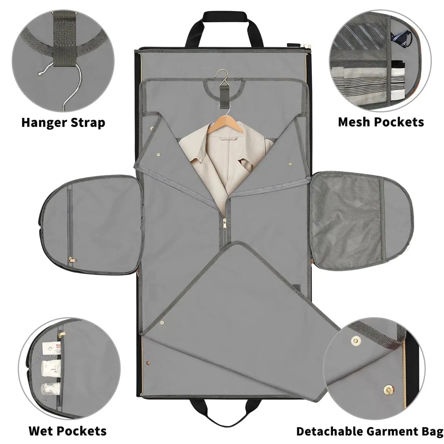 Hanging Convertible Travel Suit Garment Packaging Bag Garment Cover Duffle Bag Dress Protector Custom Logo