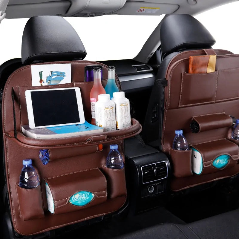 Car Seat Back Organizer with Foldable Table Tray