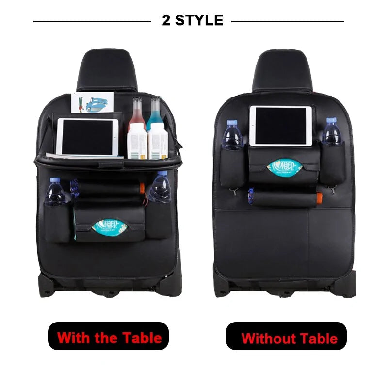 Car Seat Back Organizer with Foldable Table Tray