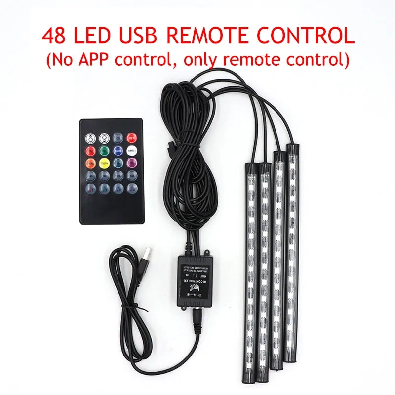 LED Car Foot Light Ambient Lamp with Wireless Remote