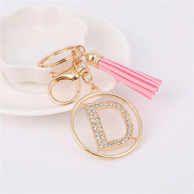 Rhinestones English Letter Alloy Keychain