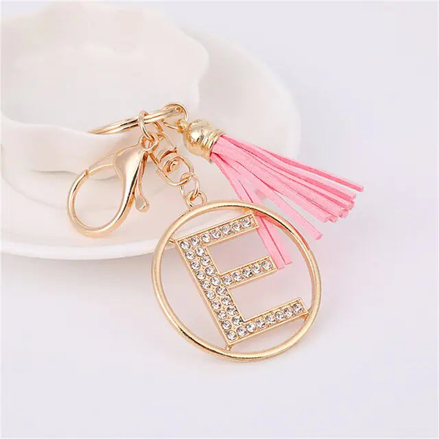 Rhinestones English Letter Alloy Keychain