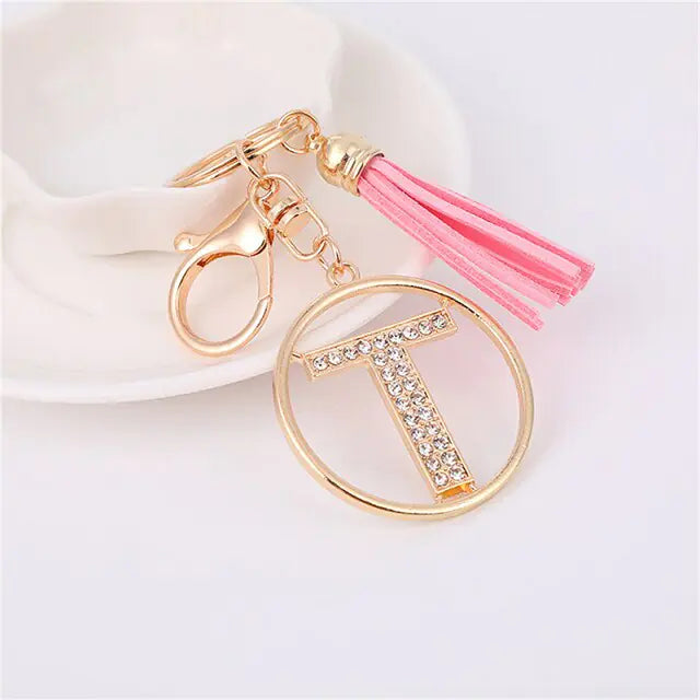 Rhinestones English Letter Alloy Keychain