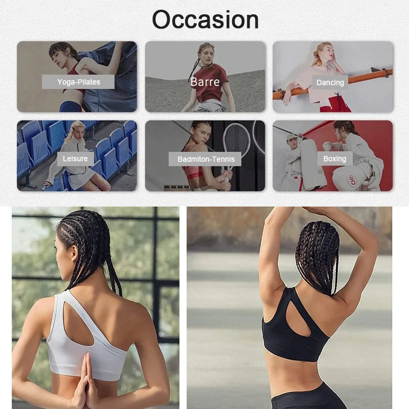 One-Shoulder Yoga Sports Bra: Sexy, Wire-Free, Push-Up Crop Top