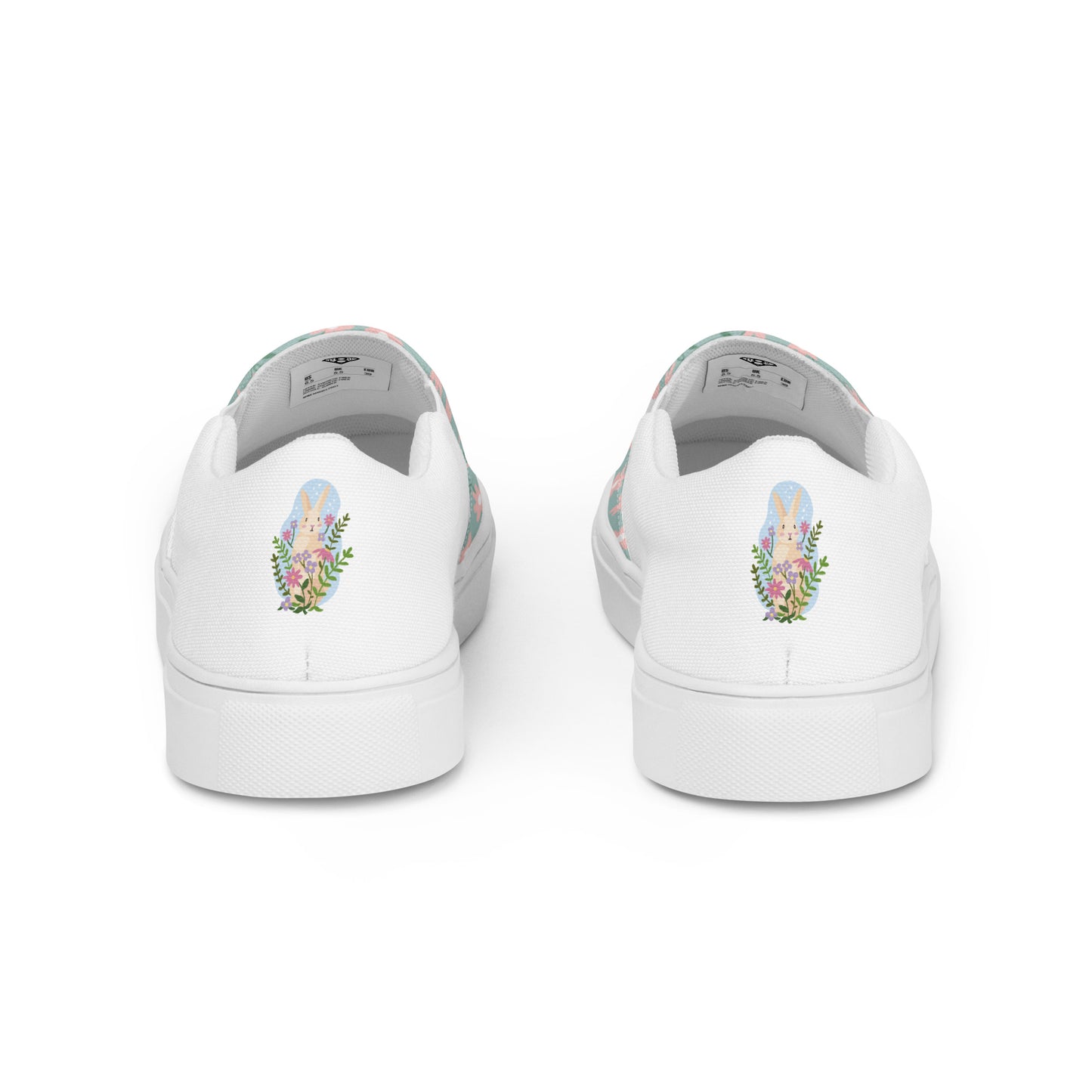 Women’s slip-on canvas shoes (White Rabbit in Flowers)