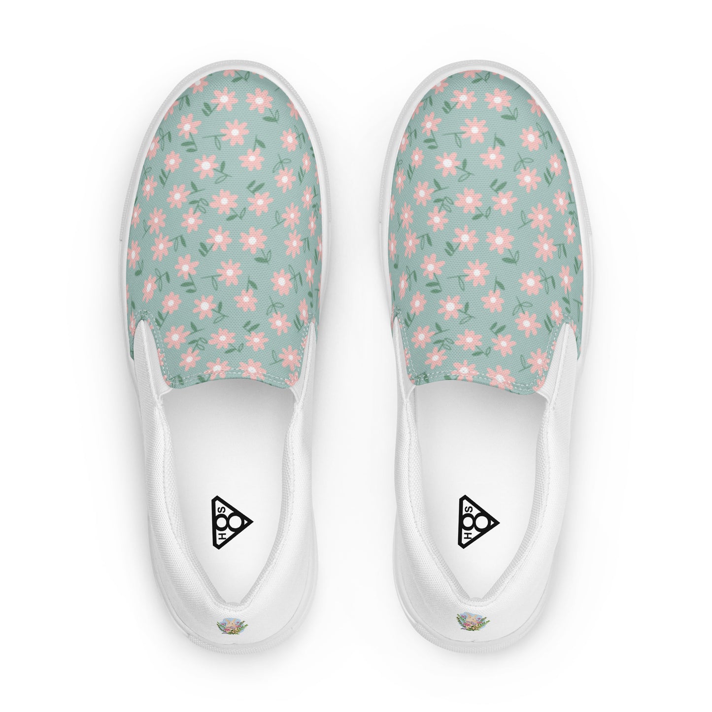 Women’s slip-on canvas shoes (White Rabbit in Flowers)