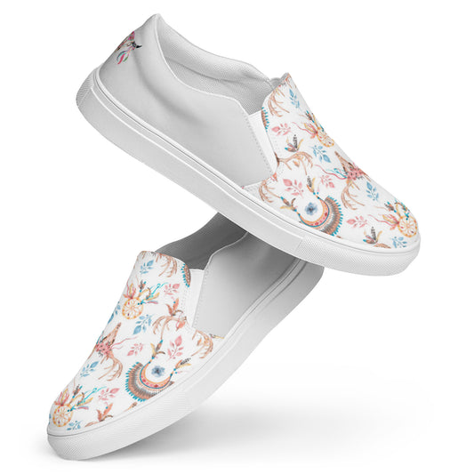 Women’s slip-on canvas shoes (Pretty Cow Skull)