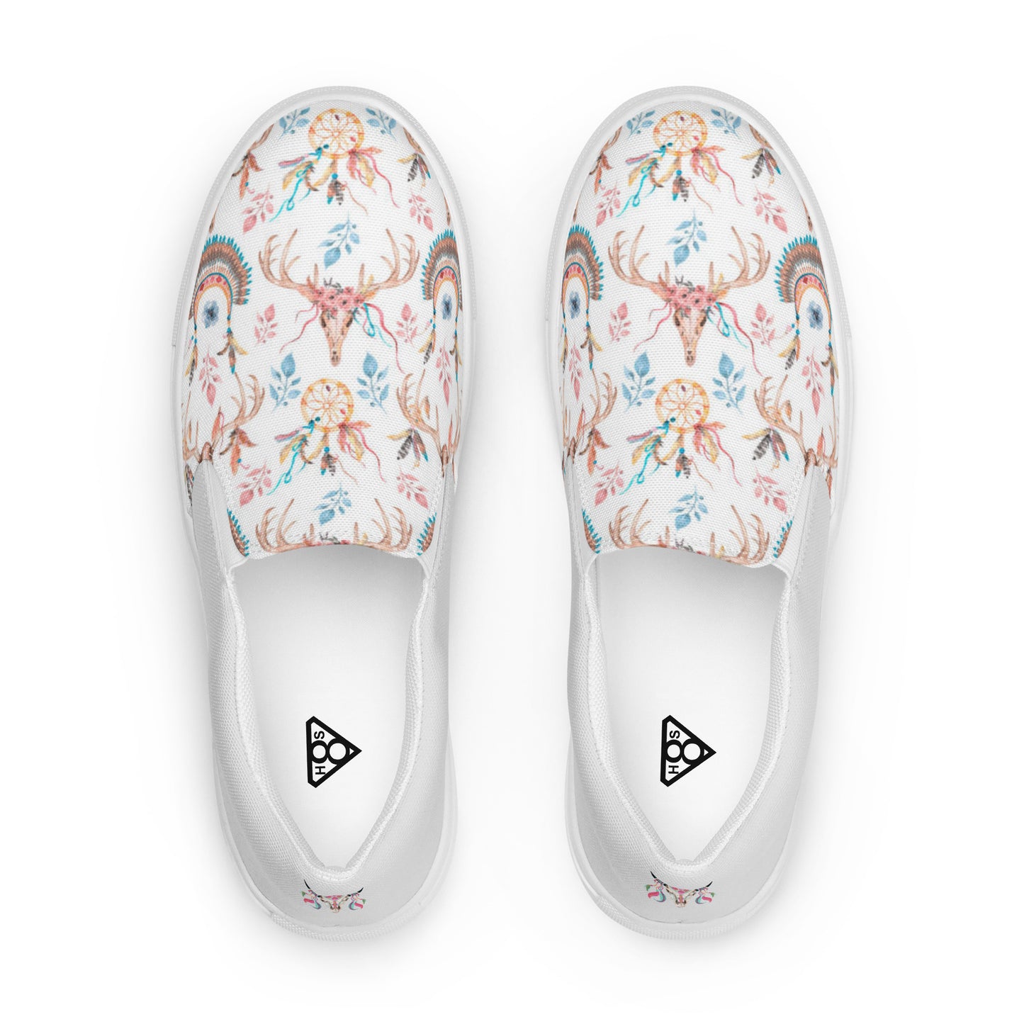 Women’s slip-on canvas shoes (Pretty Cow Skull)