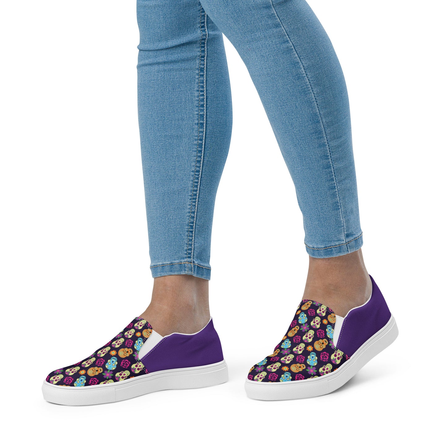 Women’s slip-on canvas shoes (Halloween- Skull)