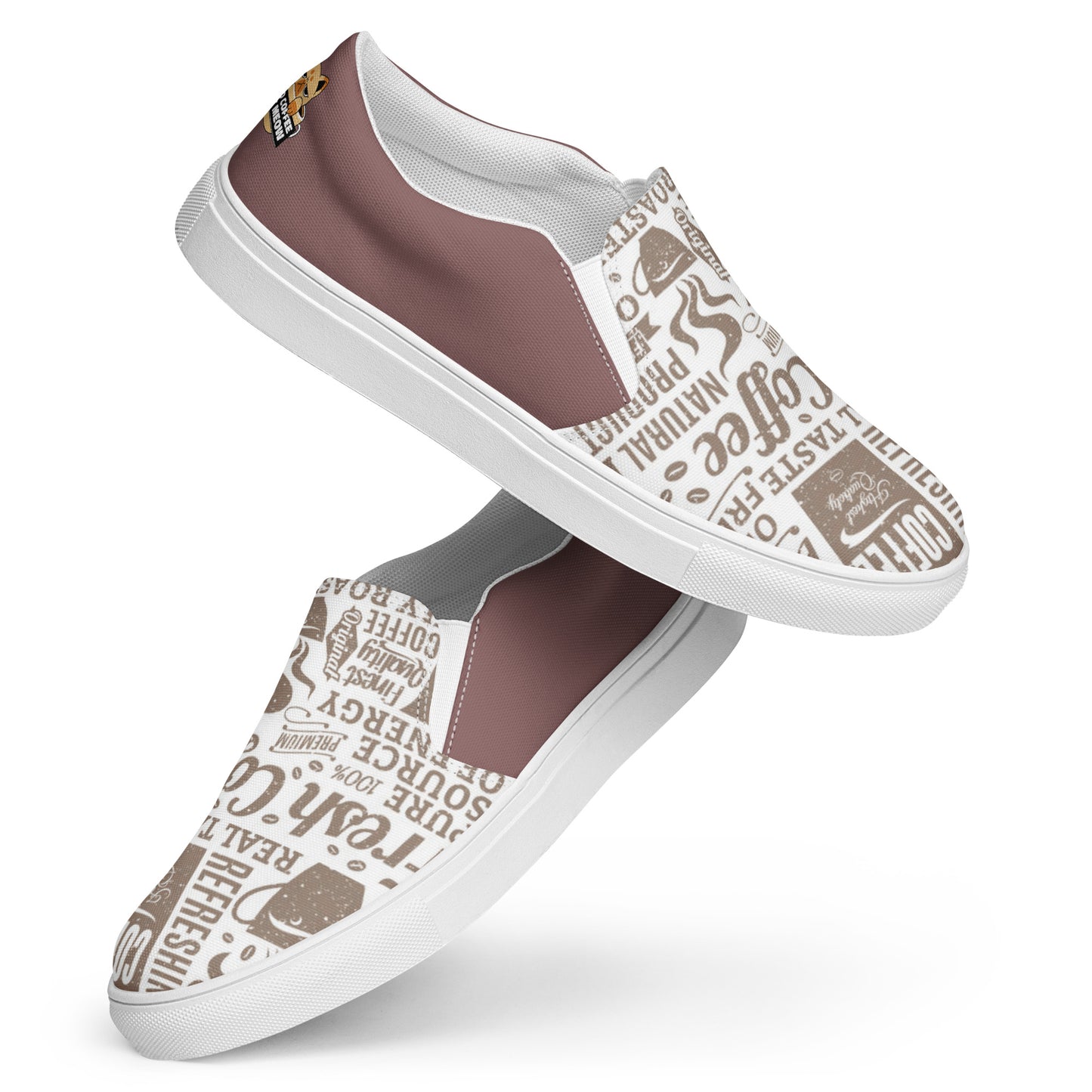 Women’s slip-on canvas shoes (I Need Coffee Right Meow)