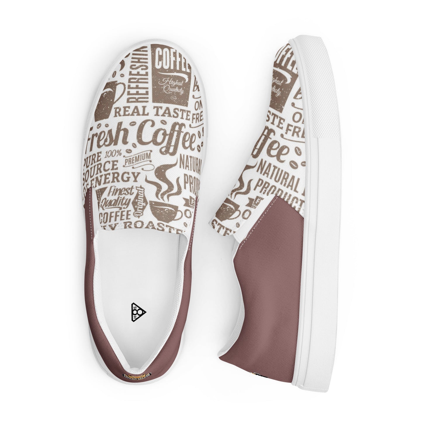 Women’s slip-on canvas shoes (I Need Coffee Right Meow)