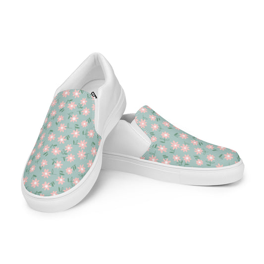 Women’s slip-on canvas shoes (White Rabbit in Flowers)