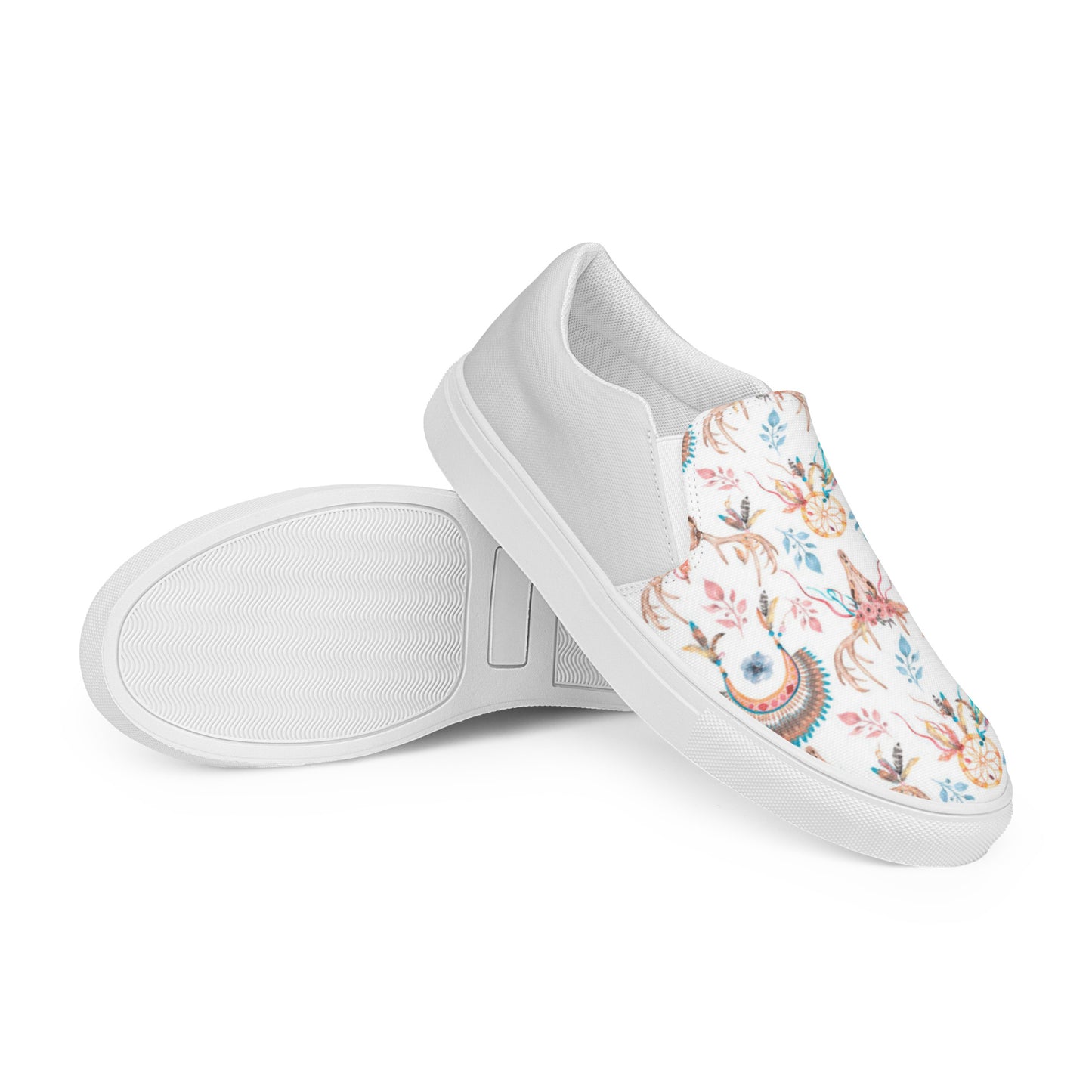 Women’s slip-on canvas shoes (Pretty Cow Skull)