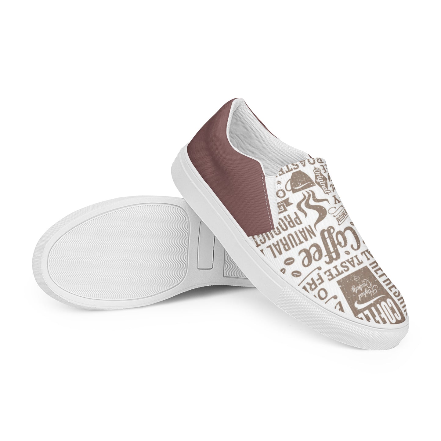 Women’s slip-on canvas shoes (I Need Coffee Right Meow)