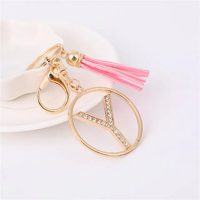 Rhinestones English Letter Alloy Keychain